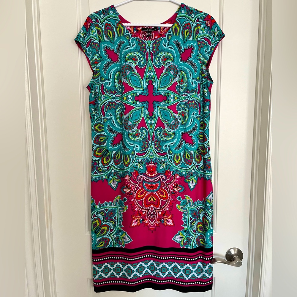 R&K Originals gorgeous patterned midi dress size L